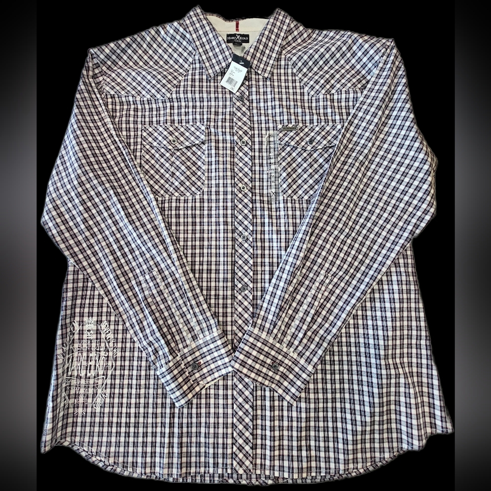 Ecko Unlimited Men’s Long-Sleeve Plaid Button-Down Shirt - White & Brown